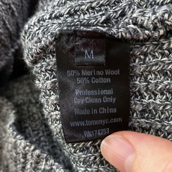 Tome NYC Crossover wrap sweater in heathered grey merino wool blend size M - Picture 15 of 16